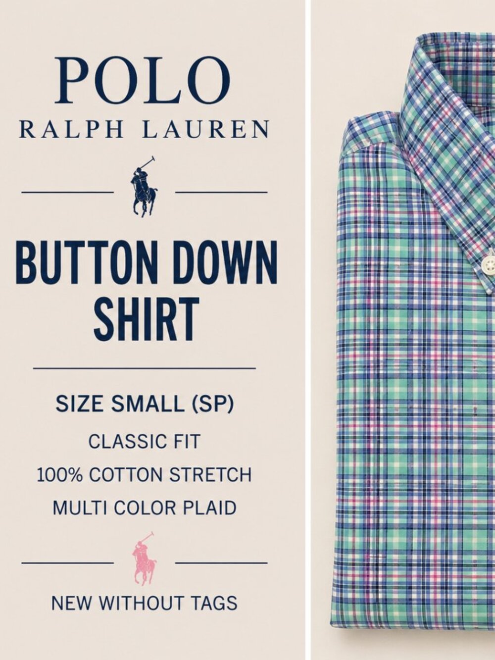 Polo Ralph Lauren Classic Fit Plaid Button Down Shirt Men's Small Cotton